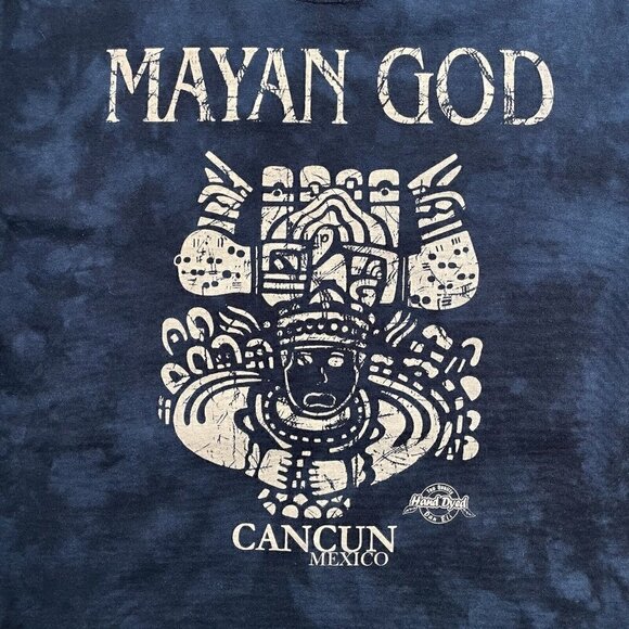 Mayan God Cancun Mexico Dan Eli Hand Dyed Short Sleeve Navy T Unisex Men’s S - Picture 2 of 8